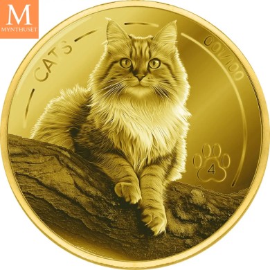 2025 Fiji CATS 5 dollar 1/2 OZ  GULL BU I KAPSEL og forseglet plast