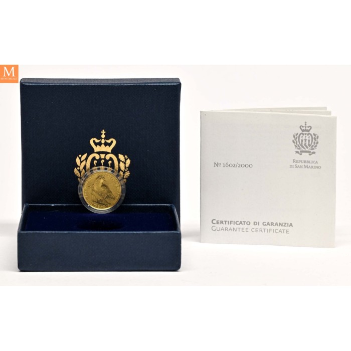 2025 San Marino Vandre falk 10 Euro 1/10 OZ  GULL BU I KAPSEL med originalt skrin