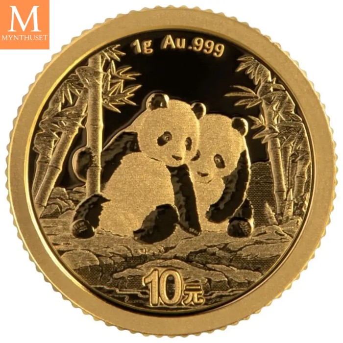 2026 Kina 1 Gram Gull Panda BU forseglet