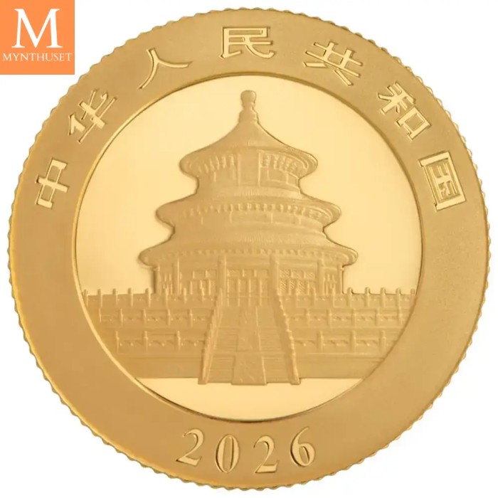 2026 Kina 3 Gram Gull Panda BU forseglet