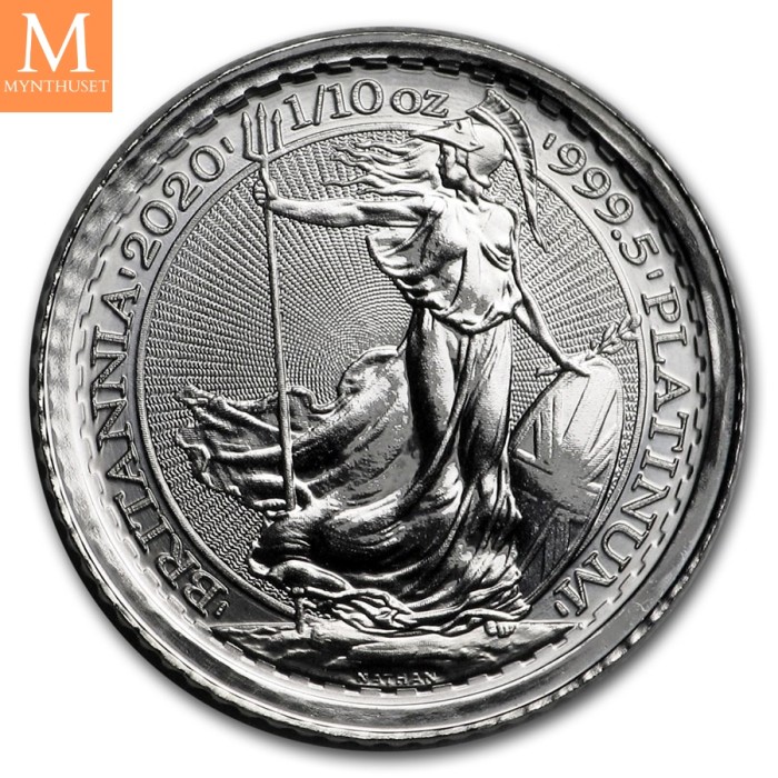 2020 Storbritannia 1/10 oz Platina Britannia BU Med kapsel