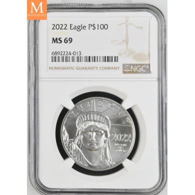 2022 USA 1 oz platina Eagle BU, NGC MS69