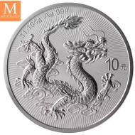 2025 CHINA 10 Yuan 1 oz sølv CHINA DRAGON BU i kapel