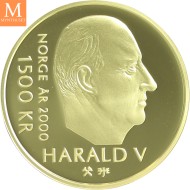 Tusenårsmynten 1500 Kroner 2000 Millennium 1/2 Oz Gull kvalitet Proof i kapsel