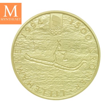 OL Lillehammer 1500 kroner gullmynt NR1 Rødøymannen  i kvalitet Proof, 1/2 oz gull