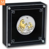 2026 Australia 1 oz Sølv Lunar S3 Year of the horse Gullforgylt i Kapsel, ekthetsbevis og skrin
