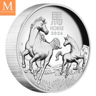 2026 Australia 1 oz Sølv Lunar S3 Year of the Horse Proof high Relief i Kapsel, ekthetsbevis og skrin