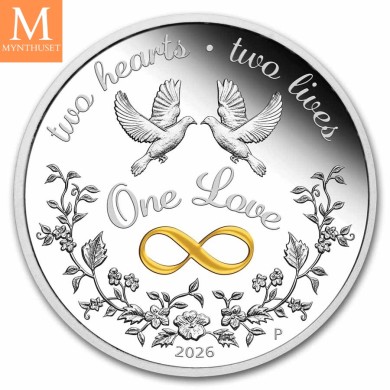 2026 AUSTRALIA ONE LOVE 9999  1 OZ SØLV MYNT I KVALITET PROOF