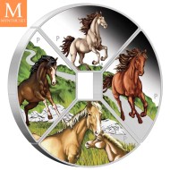 2026 Tuvalu YEAR OF THE HORSE 4 x 1 DOLLAR SETT MED KVADRANTFORMEDE MYNTER I KVALITET PROOF MED ESKE OG COA