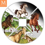 2026 Tuvalu YEAR OF THE HORSE 4 x 1 DOLLAR SETT MED KVADRANTFORMEDE MYNTER I KVALITET PROOF MED ESKE OG COA