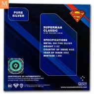 2022 Niue SUPERMANN 10 DOLLAR 3 OZ sølv mynt i kvalitet BU i kapsel og skrin