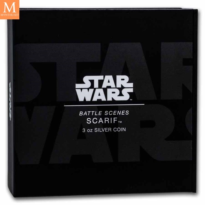 2022 Niue STAR WARS BATTLE OF SCARIF 10 DOLLAR 3 OZ sølv mynt i kvalitet BU i kapsel og skrin