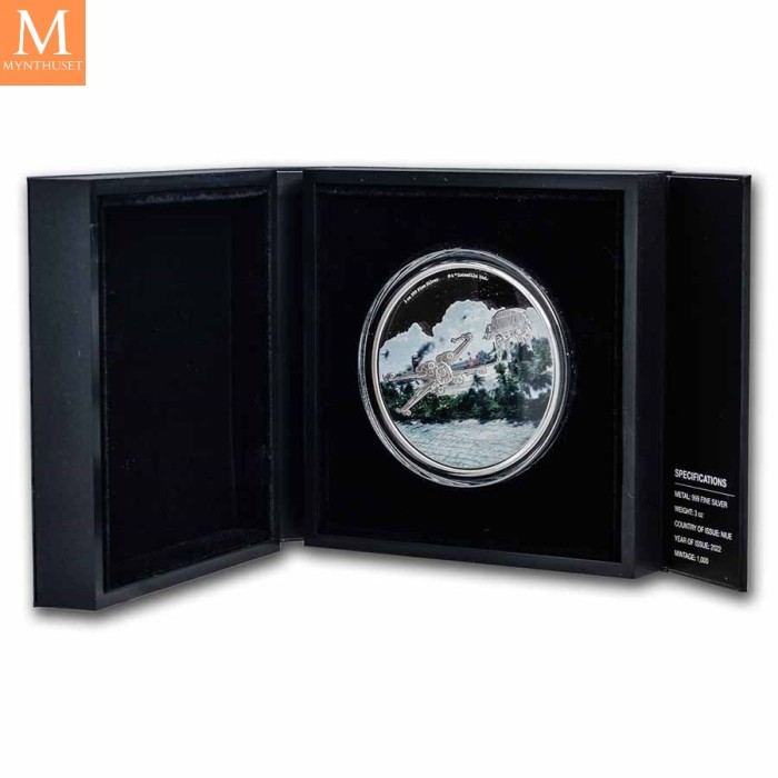 2022 Niue STAR WARS BATTLE OF SCARIF 10 DOLLAR 3 OZ sølv mynt i kvalitet BU i kapsel og skrin