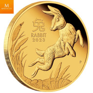NYHET! Australia 2023 1 oz Gull Lunar S3 «Year of the Rabbit» Proof med Etui & COA