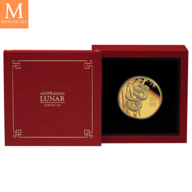Reservert! 2025 Australia 1 oz Gull Lunar S3 Year of the Snake Proof med Etui & COA