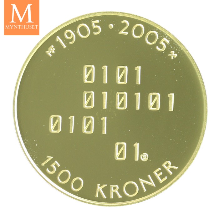 2005 1500 Kroner Gull unionsoppløsningen 100 år data 1/2 Oz Gull