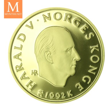 1992 OL Lillehammer 1/2 oz gullmynt NR2 Birkebeinere i kvalitet Proof