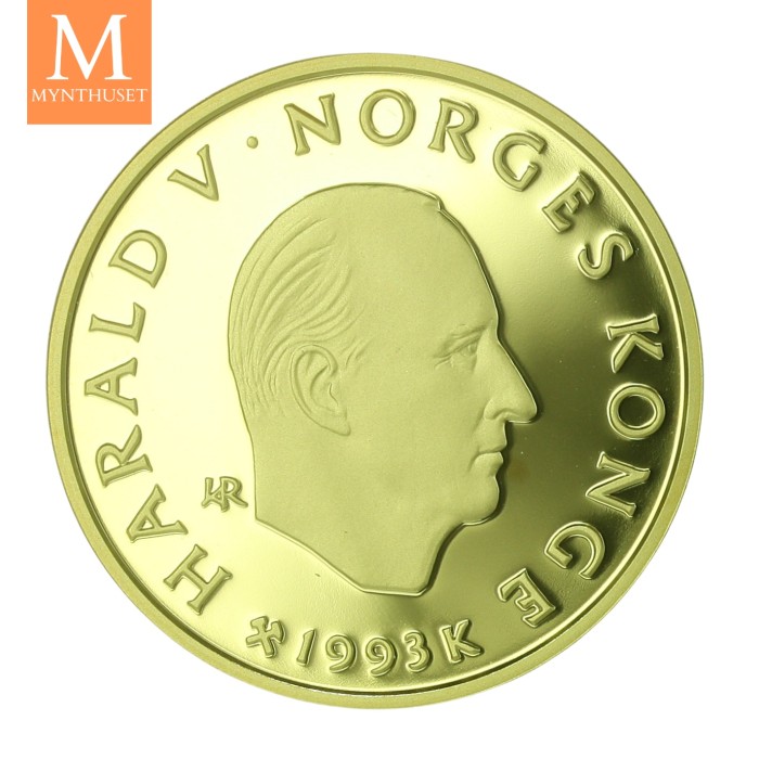 1993 OL Lillehammer 1/2 oz gullmynt NR3 Telemarkkjører i kvalitet Proof