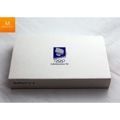 1993 OL Lillehammer 1/2 oz gullmynt NR3 Telemarkkjører i kvalitet Proof