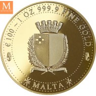 2020 MALTA 1oz Gull proof like sikkert innpakket (CertiPAMP) og presentasjonseske, opplag KUN 300