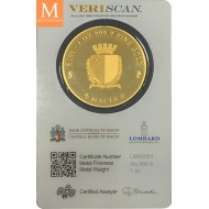 2020 MALTA 1oz Gull proof like sikkert innpakket (CertiPAMP) og presentasjonseske, opplag KUN 300