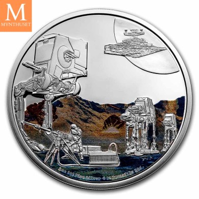 2022 Niue STAR WARS BATTLE OF Hoth 10 DOLLAR 3 OZ sølv mynt i kvalitet BU i kapsel og skrin
