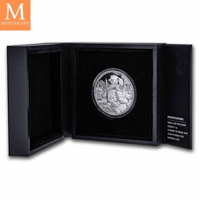 2022 Niue STAR WARS AT-ST WALKER 2 DOLLAR 1 OZ sølv mynt i kvalitet Proof i kapsel og skrin