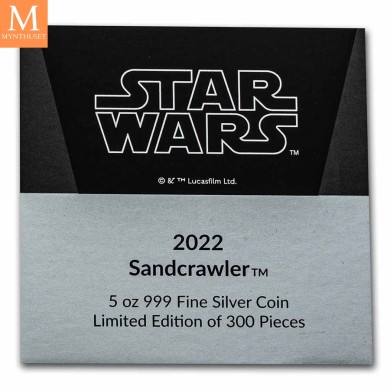2022 Niue STAR WARS SANDCRAWLER  10 DOLLAR 5 OZ sølv mynt i kvalitet Proof i kapsel og skrin
