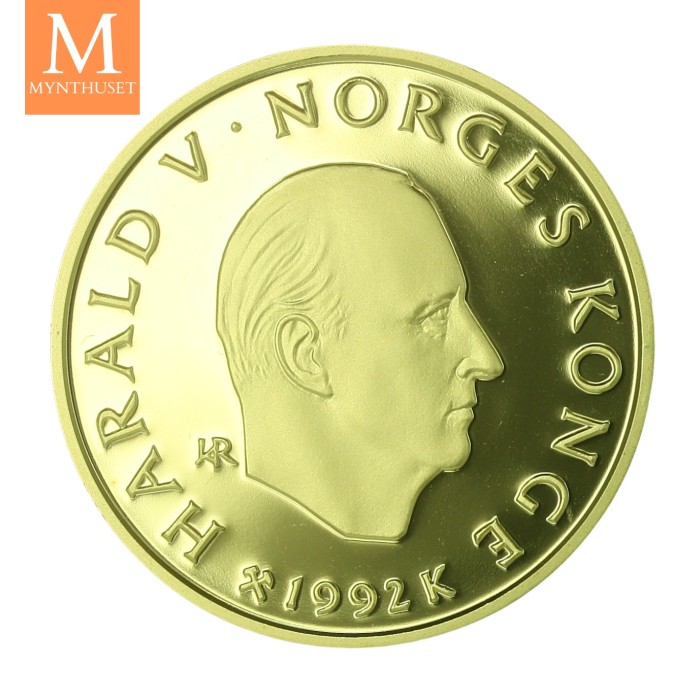1992 OL Lillehammer 1/2 oz gullmynt NR2 Birkebeinere i kvalitet Proof