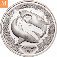 2000 Australia 5 dollars Elizabeth II Shark 31,64 g 999 sølv kv proof