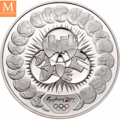 2000 Australia 5 dollars Elizabeth II Reaching The World 31,64 g 999 sølv kv proof