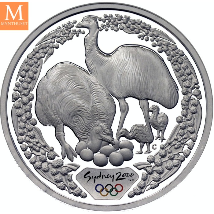 2000 Australia 5 dollars Elizabeth II Emu and Wattle 31,64 g 999 sølv kv proof