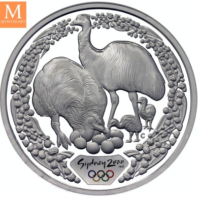 2000 Australia 5 dollars Elizabeth II Emu and Wattle 31,64 g 999 sølv kv proof