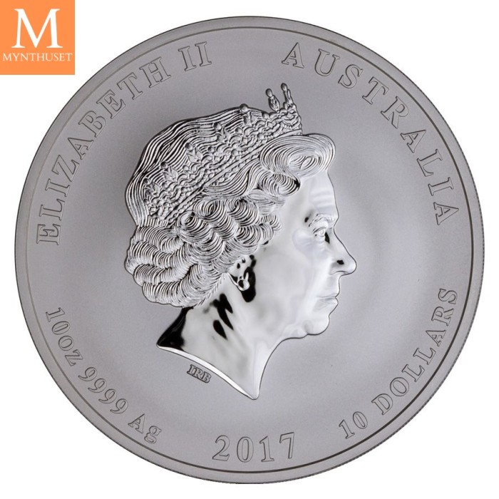 2017 Australia 10 oz sølv Lunar series II Rooster kvalitet BU