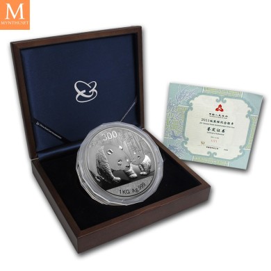 2011 China 1 kilo Sølv Panda kvalitet Proof (m ed Boks og ekthetsbevis)