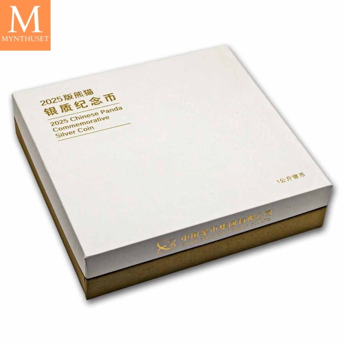 2025 China 1 kilo Sølv Panda kvalitet Proof (m ed Boks og ekthetsbevis)