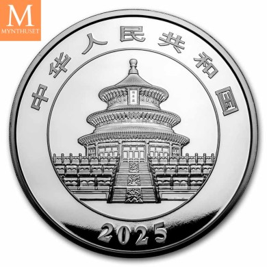 2025 China 1 kilo Sølv Panda kvalitet Proof (m ed Boks og ekthetsbevis)