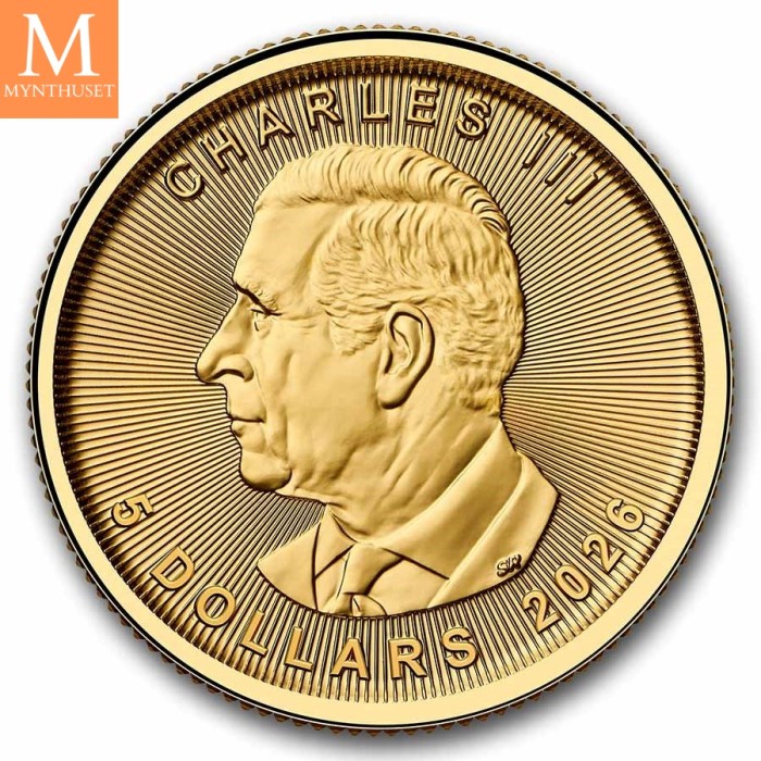 2026 Canada MAPLE LEAF 1/10 OZ GULL KVALITET BU