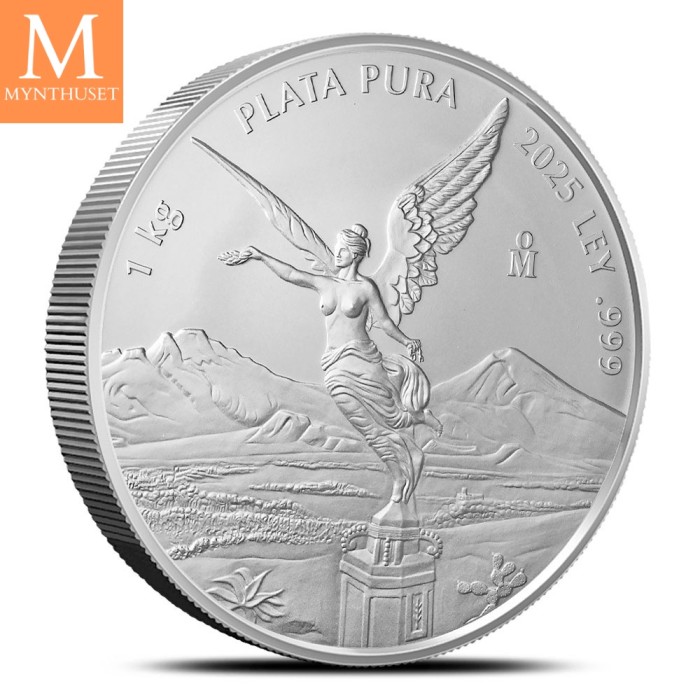 2025 Mexico 1 Kilo Sølv Libertad BU med Kapsel !KEY DATE!