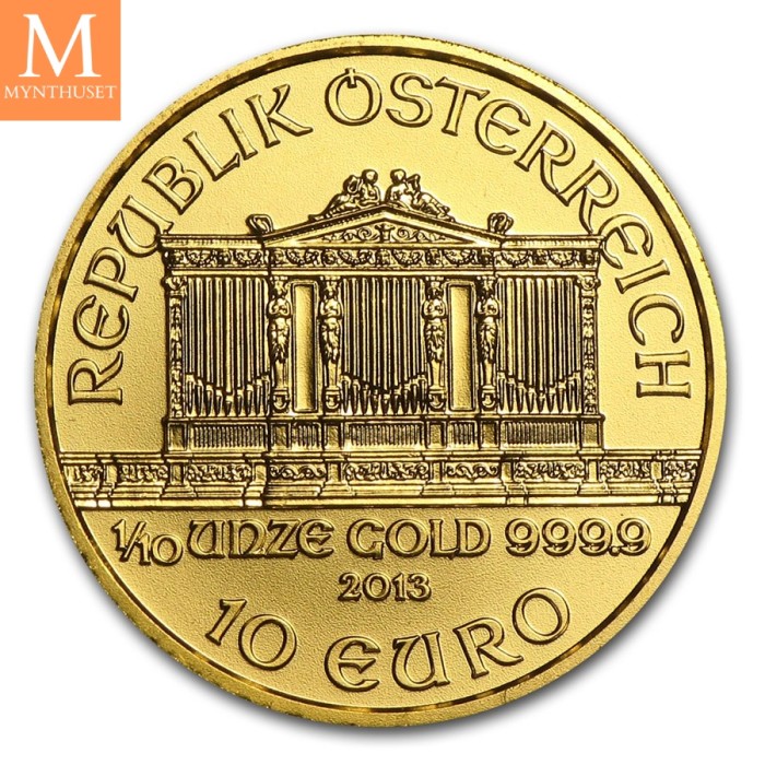 2013 Østerrike 1/10 oz Gull Philharmoniker BU i kapsel