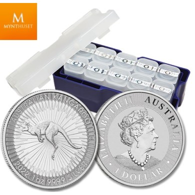 Monsterboks! Australia Sølv 2022 Kangaroo 250 x 1 oz  BU (250 oz)