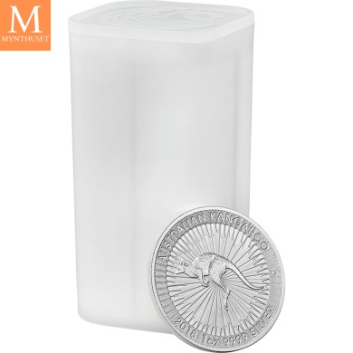 2018 Australia Tube Sølv Kangaroo 25 stk 1 oz  BU i tube (25 ozt)