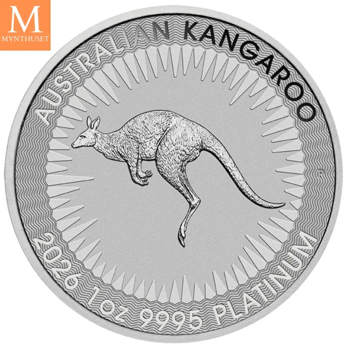2026 Australian Kangaroo 1oz Platinum Bullion Mynt i kapsel