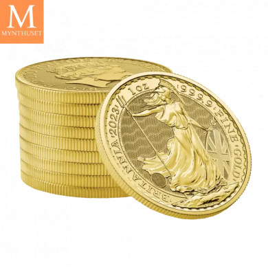 2022 Original Tube med 10 stk Britannia 1 oz gull (10ozt)
