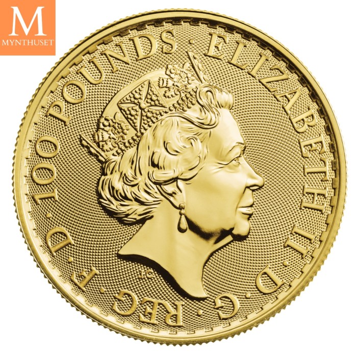 2022 Original Tube med 10 stk Britannia 1 oz gull (10ozt)