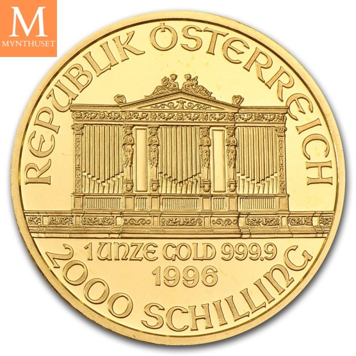 1996 Østerrike 1 oz Gull Philharmoniker BU i kapsel