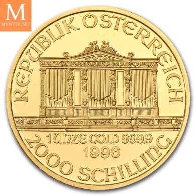 1996 Østerrike 1 oz Gull Philharmoniker BU i kapsel