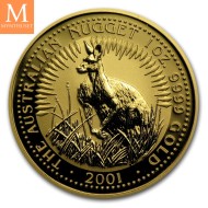 2001 Australia NUGGET 1 OZ GULL 9999 i KVALITET BU I KAPSEL LAVT OPPLAG