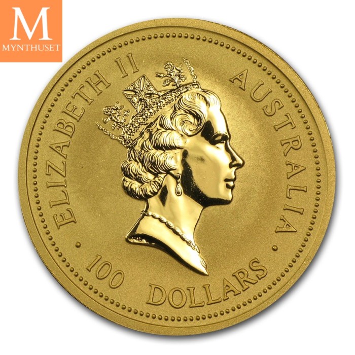 1997 Australia NUGGET 1 OZ GULL 9999 i KVALITET BU I KAPSEL