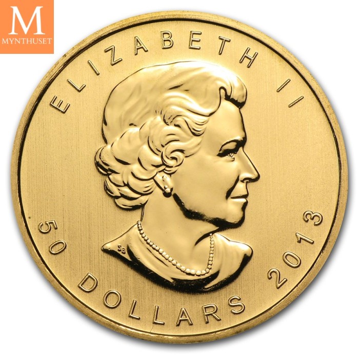 2013 Maple Leaf Gullmynt 1ozt i kapsel kvalitet BU